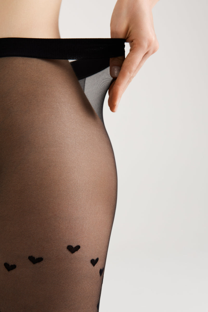 Fantasy Tights Conte Dolce Vita - Hearts With Lace-Up Imitation