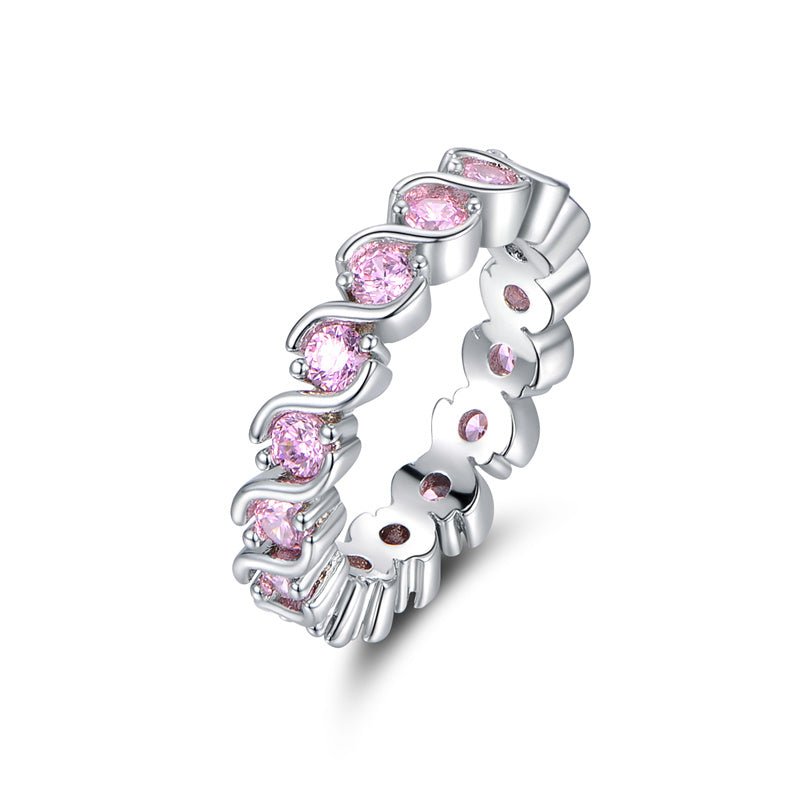 Pink Sapphire Eternity Band in White Gold