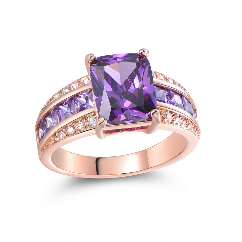 Tanzanite & 18k Rose Gold Princess Cut Ring