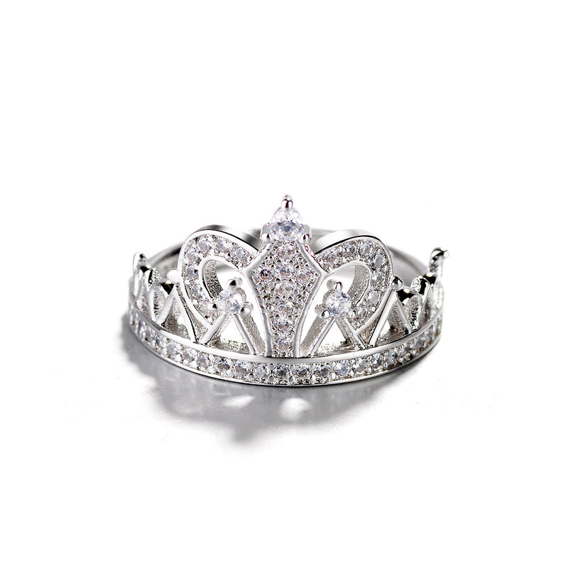 Sterling Silver Crystal Crown Royalty Ring
