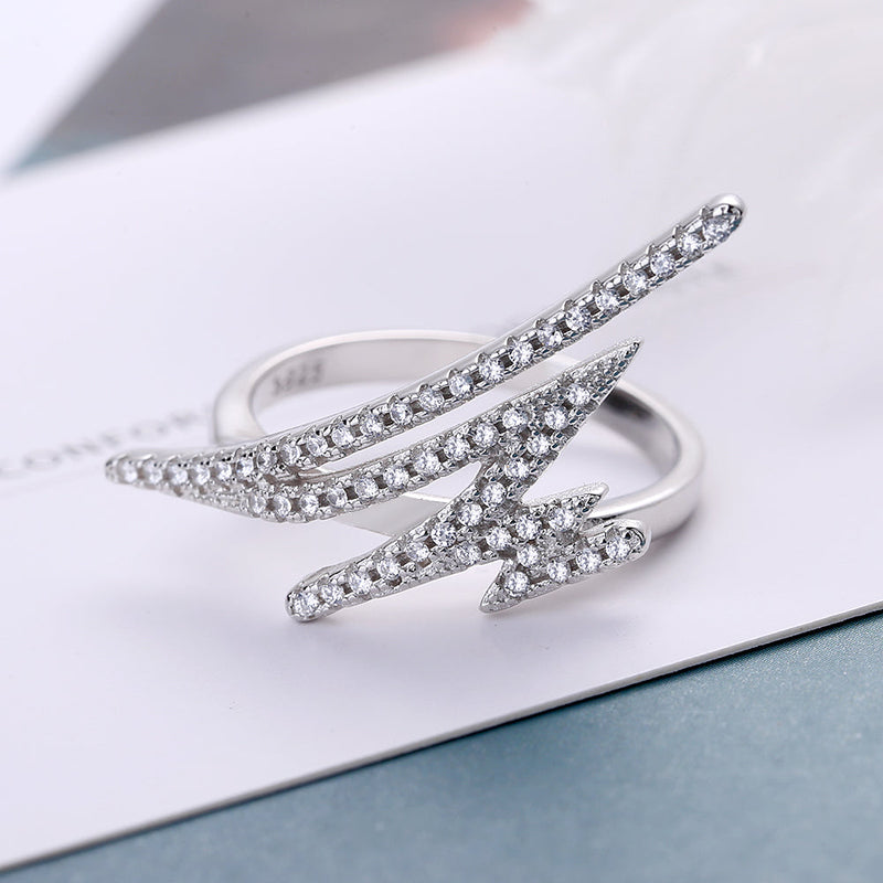 14K Gold Plating Zig Zag Crystal Ring