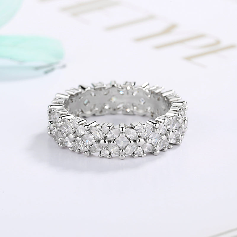 Sterling Silver Marquise-Cut Flower Ring With crystals from Swarovski