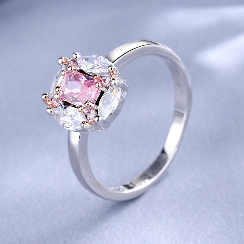 Sterling Silver Bubble Gum Pink Sapphire Engagement Ring