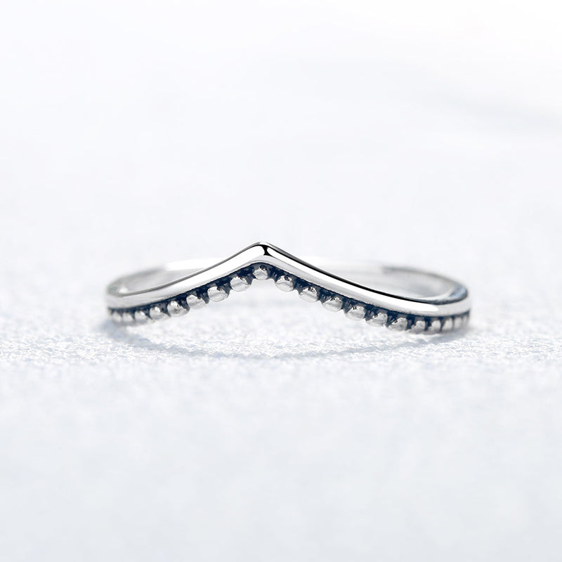 Sterling Silver Chevron Adjustable Millgrain Ring