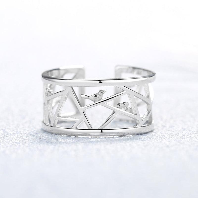 14K Two-Tone Bird sitting on Winding Branch Ring