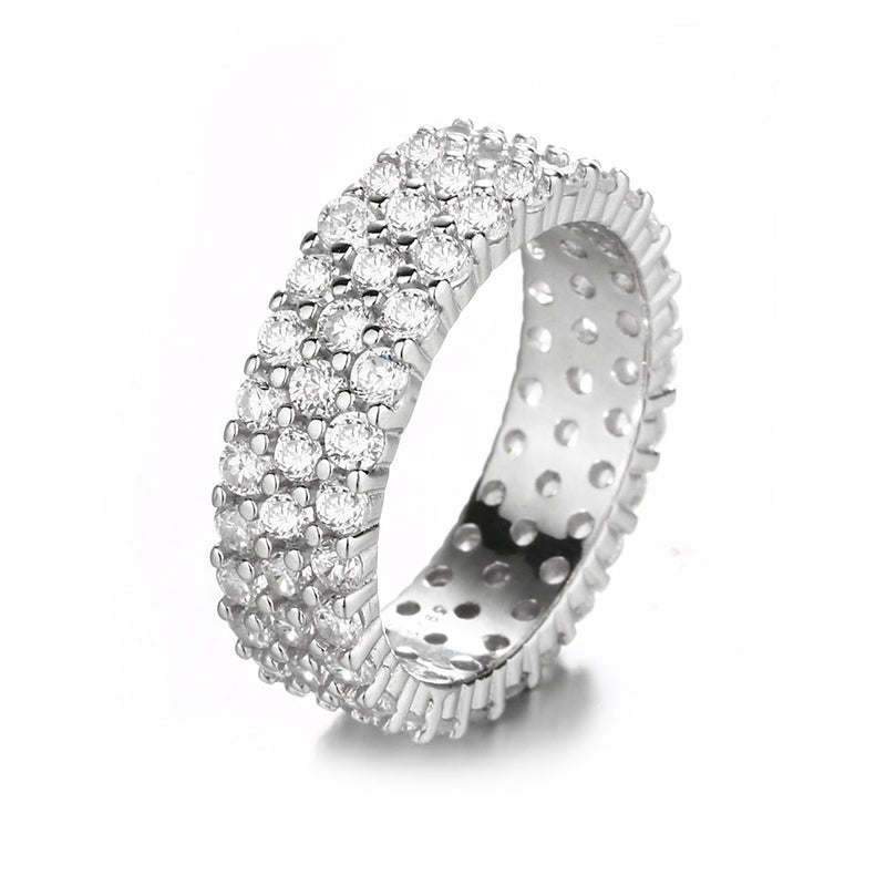 Silver-Tone Three-Row Eternity Band with crystals from Swarovski