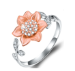 Sterling Silver & 14K Gold Floral Bypass Ring With Swarovski Crystals