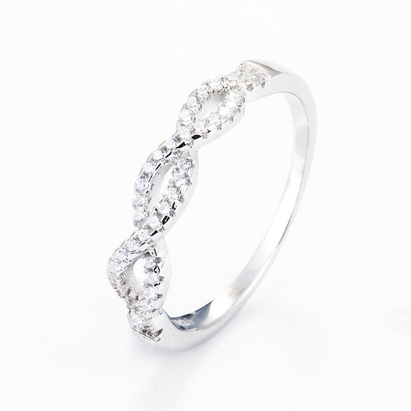 Sterling Silver Braided Band with Crystal