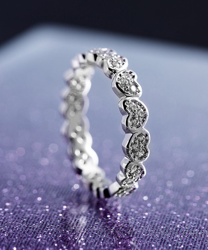 Sterling Silver Heart Ring With Crystals from Swarovski