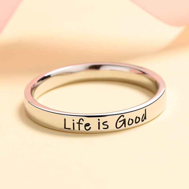 Amy and Annette Sterling Silver Life is Good Band