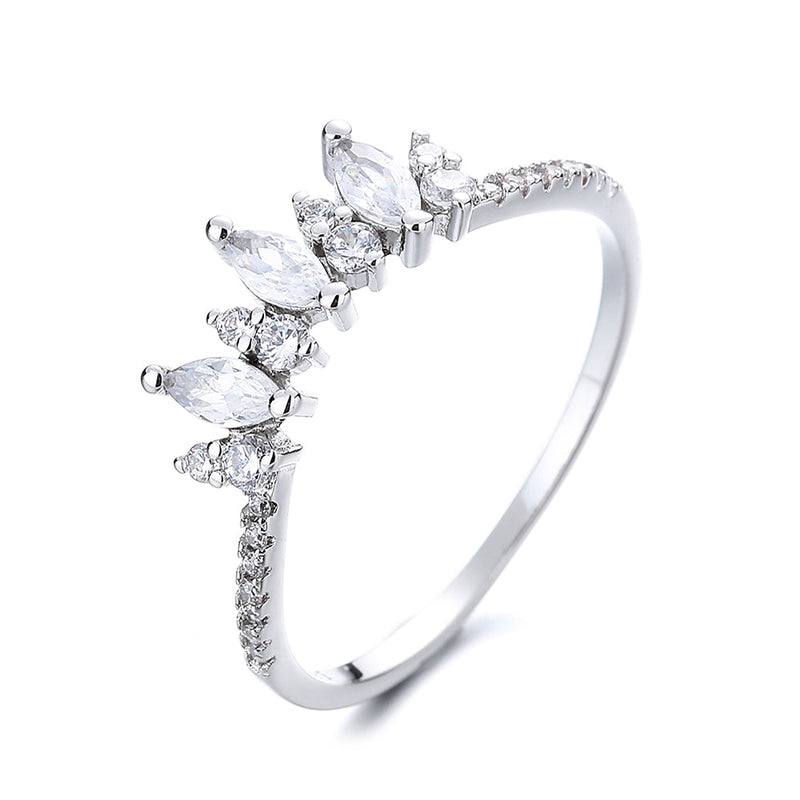 Sterling Silver Eternity Marquise-cut Crown Ring with Crystals