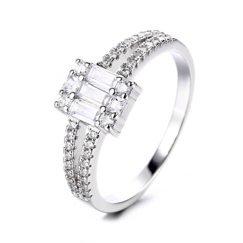 Sterling Silver Multi-Cut Engagement Ring with crystals