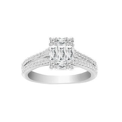 Sterling Silver Multi-Cut Engagement Ring with crystals