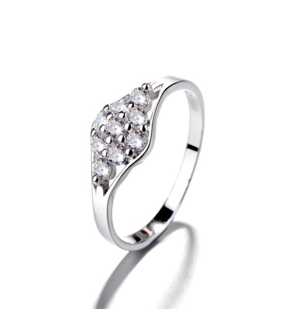 Sterling Silver Geometric Ring with crystals