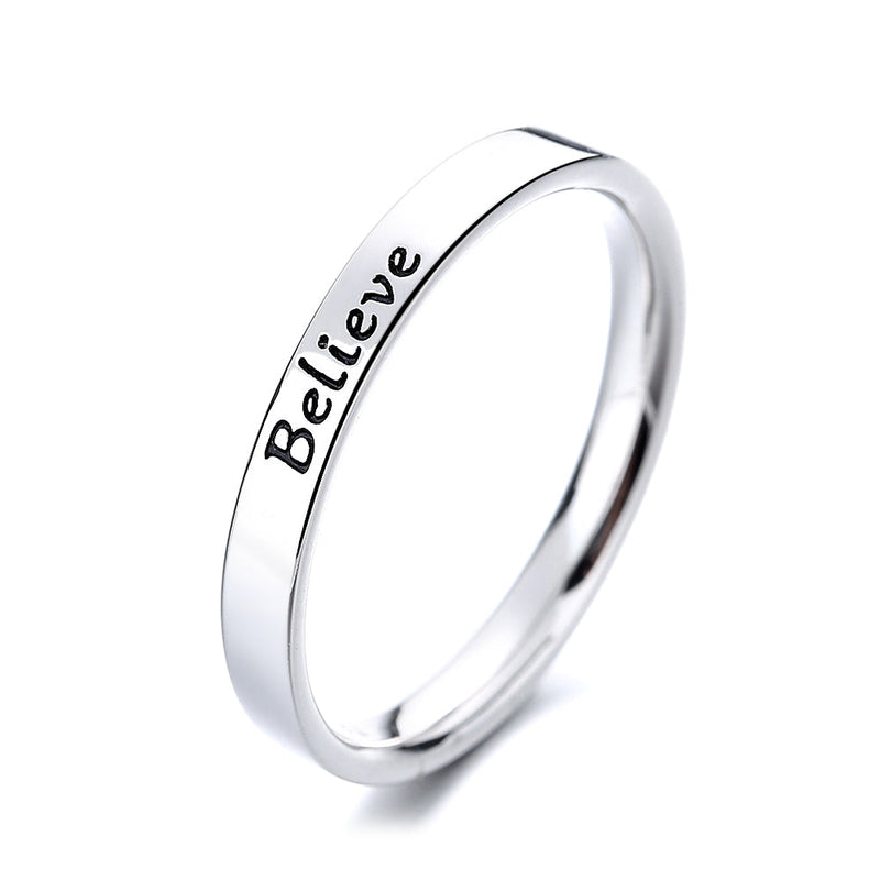 Sterling Silver 'Believe' Band Ring