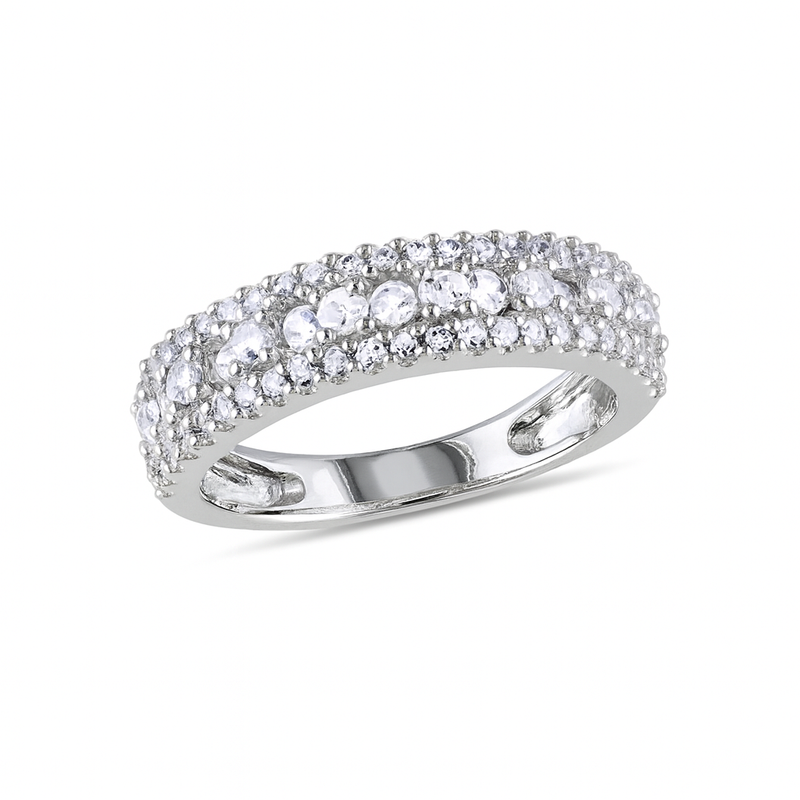 Amy and Annette Three Row Brilliant-Cut Simulated Diamond Eternity Band Ring in Sterling Silver