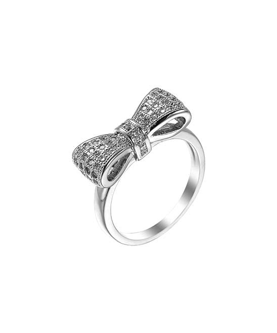 Sterling Silver Bow-Ring with Crystals