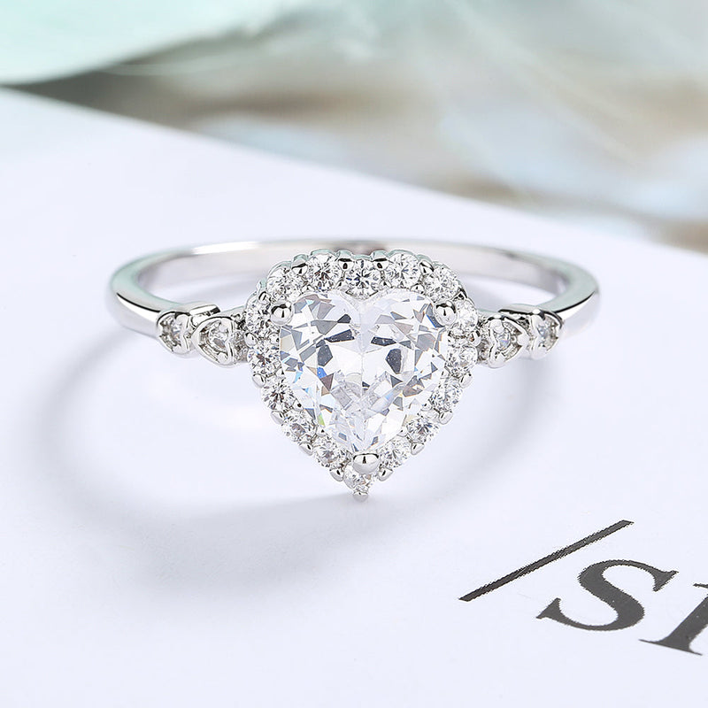 Sterling Silver Engagement Heart Ring With Preciosa Crystals