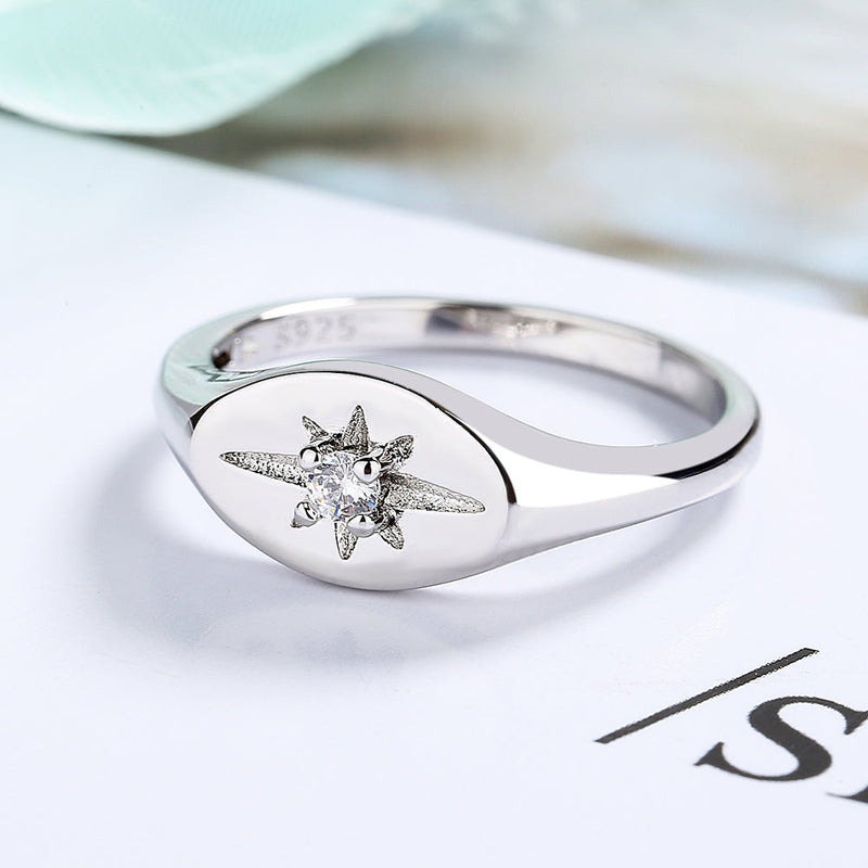 Sterling Silver Starburst Ring with Preciosa Crystals