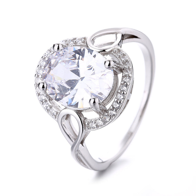 14K White and White Sapphire Halo engagement ring