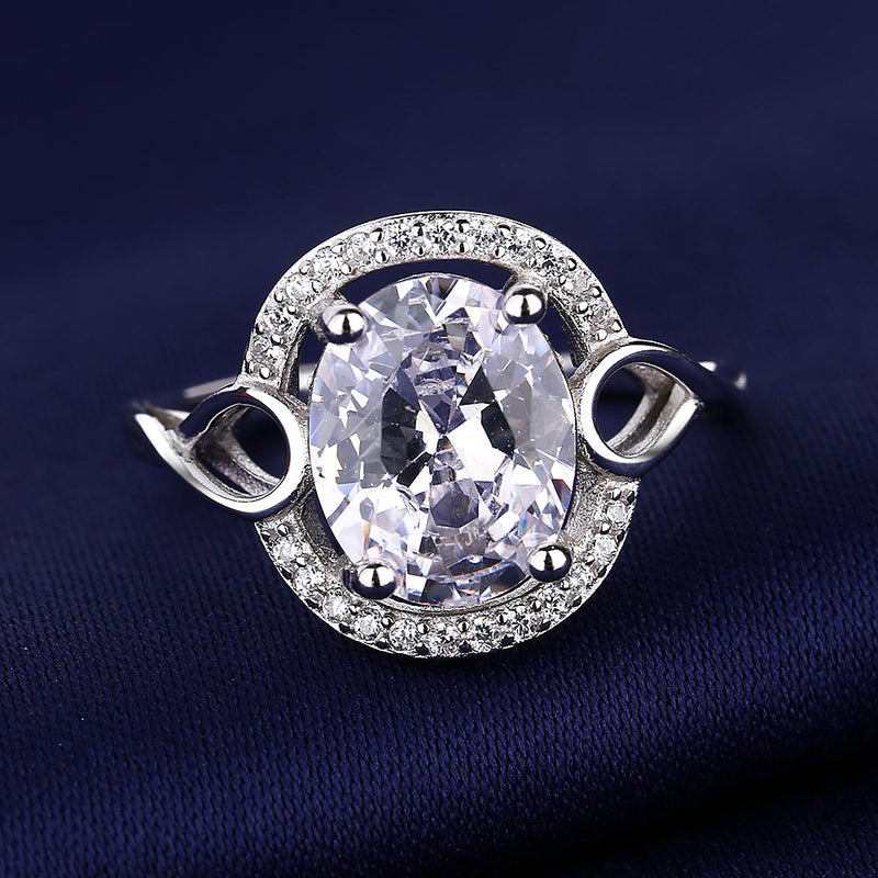 14K White and White Sapphire Halo engagement ring