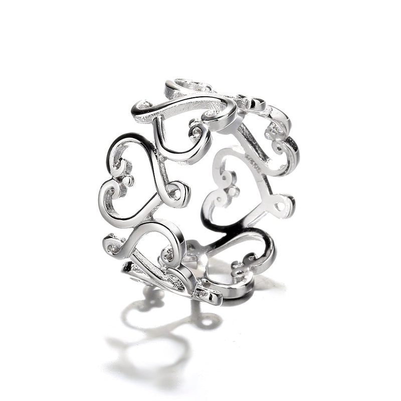 925 Sterling Silver Filigree Heart Ring