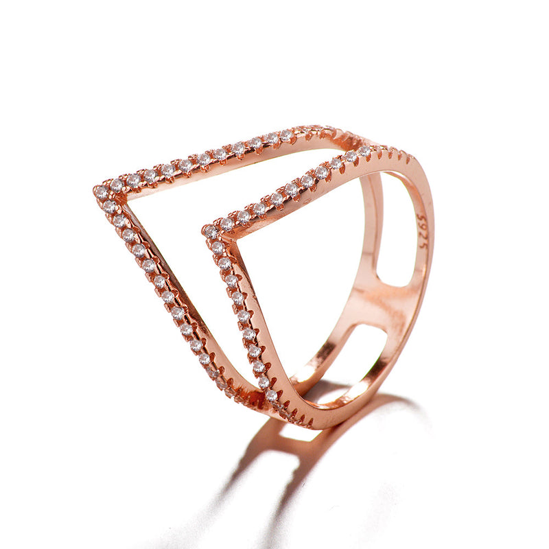 Sterling Silver Split Shank Crystal Ring