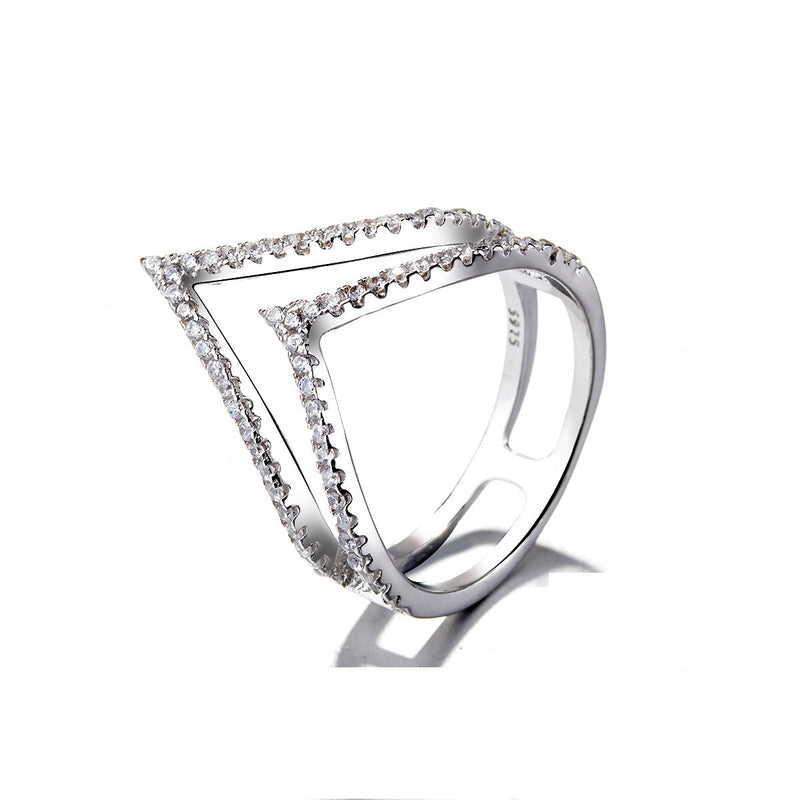 Sterling Silver Split Shank Crystal Ring