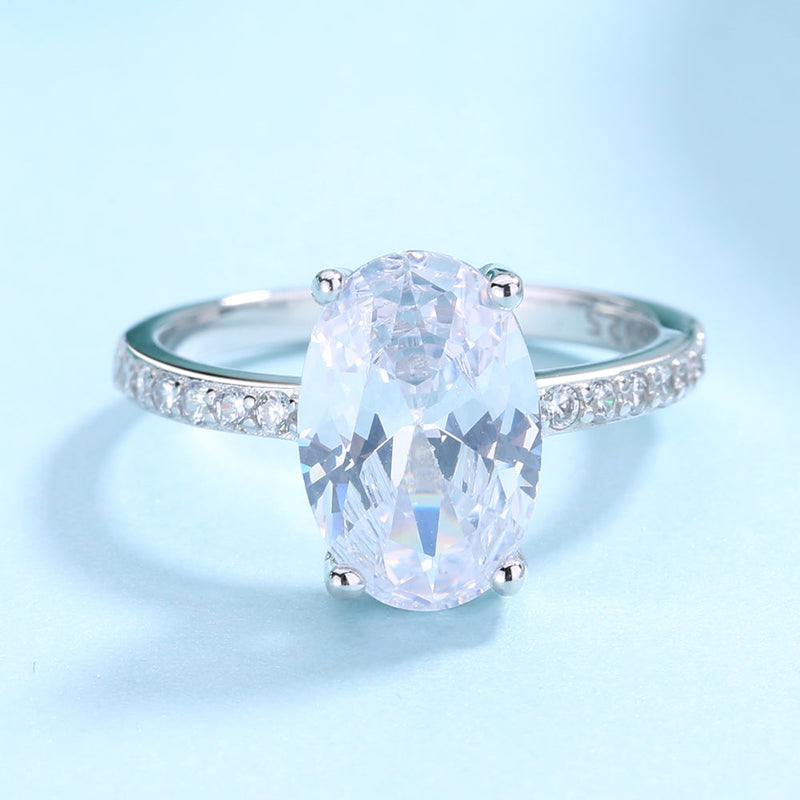 Amy and Annette Sapphire and Sterling Silver Oval Solitaire Ring