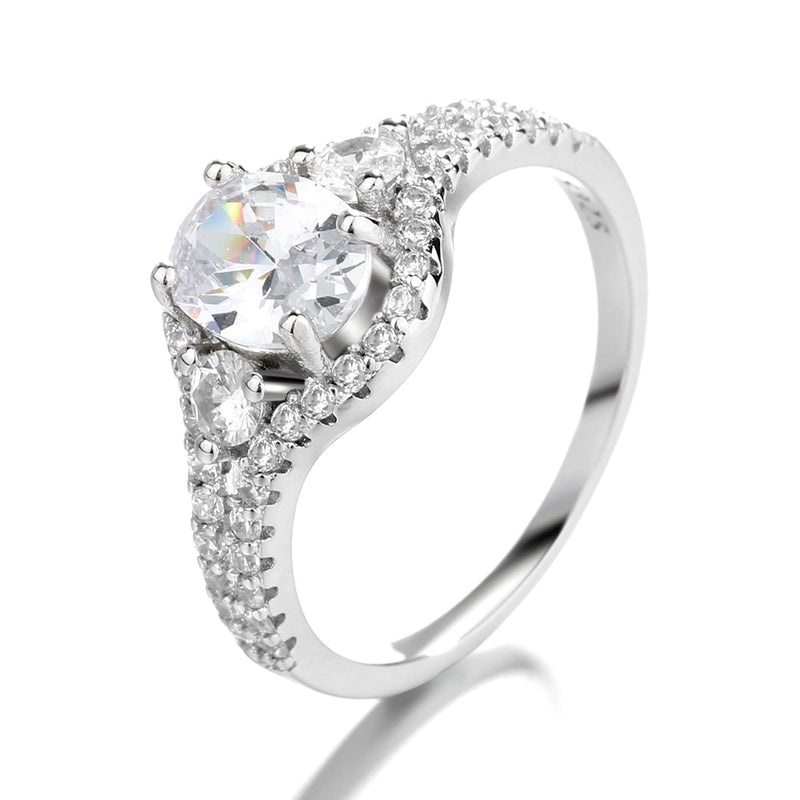 Sterling Silver Oval-Cut Ring With Crystals from Swarovski