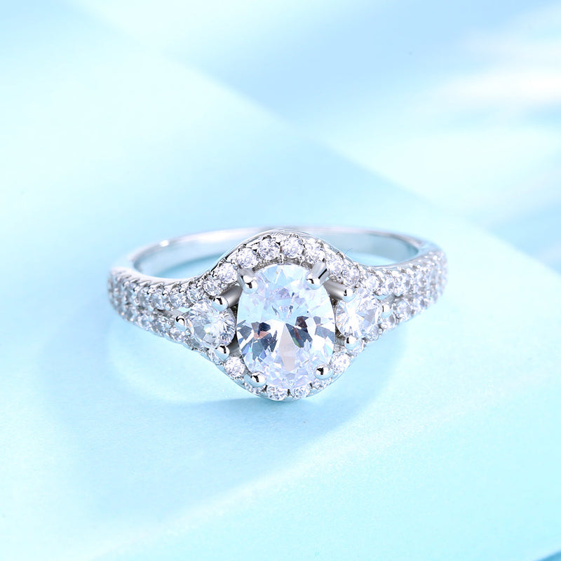 Sterling Silver Oval-Cut Ring With Crystals from Swarovski