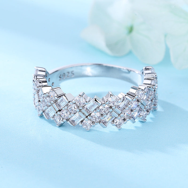 Sterling Silver Multi-Cut Ring with crystals