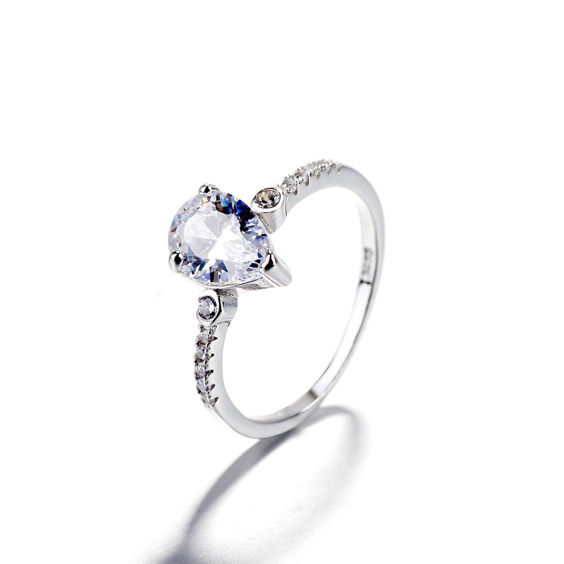 Sterling Silver Pear-Cut Ring With Crystals from Swarovski