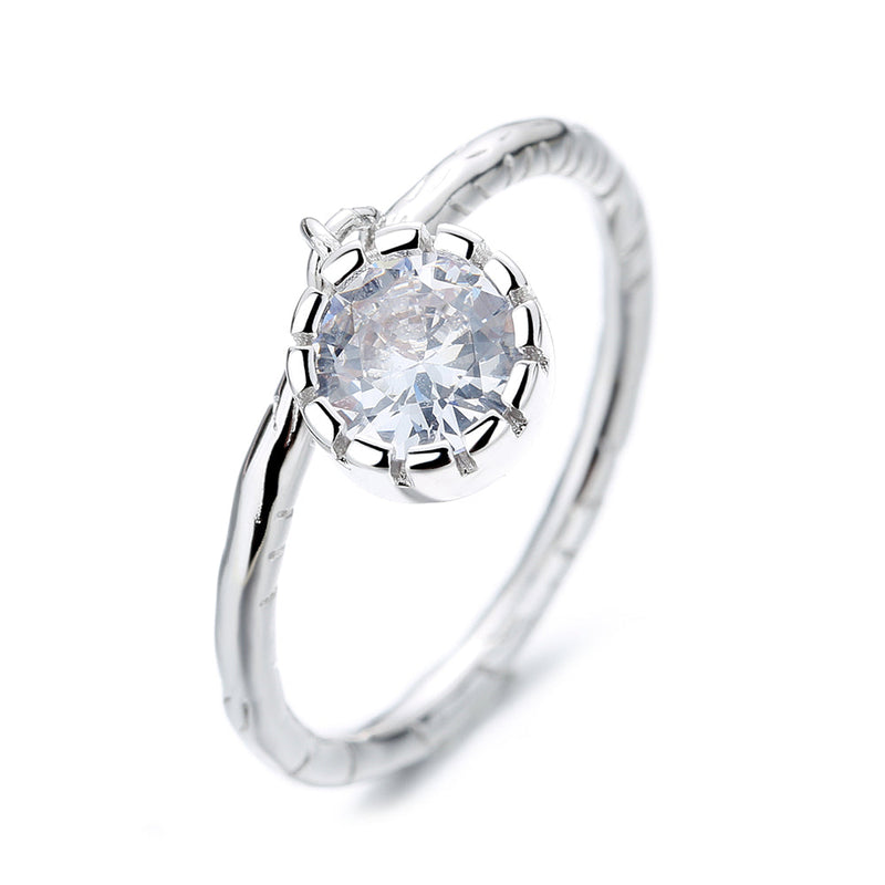 Sterling Silver Hammered Drop Crystal Ring