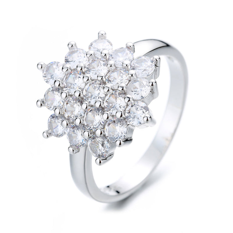 Sterling Silver Flower Ring with crystals from Swarovski
