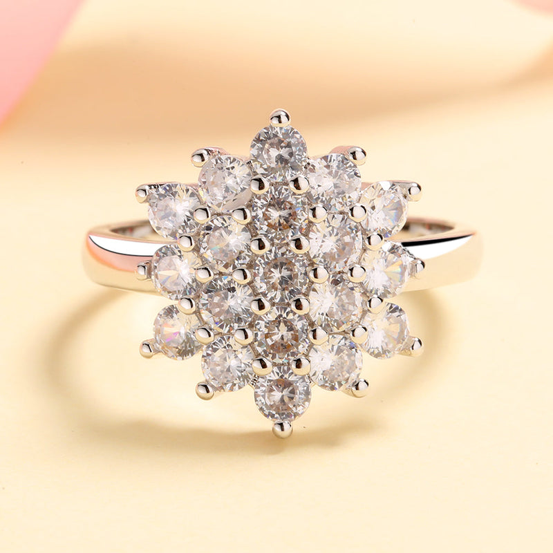 Sterling Silver Flower Ring with crystals from Swarovski