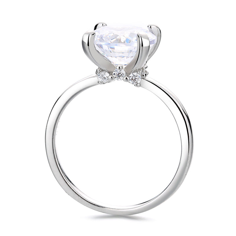 14K Gold and Sterling Silver Round Prong-Set Ring with 4.00 CTTW Brilliant Cut Simulated Diamond