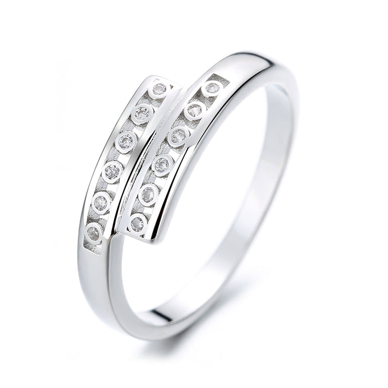 Amy and Annette Sterling Silver Bypass Ring with crystals from Swarovski