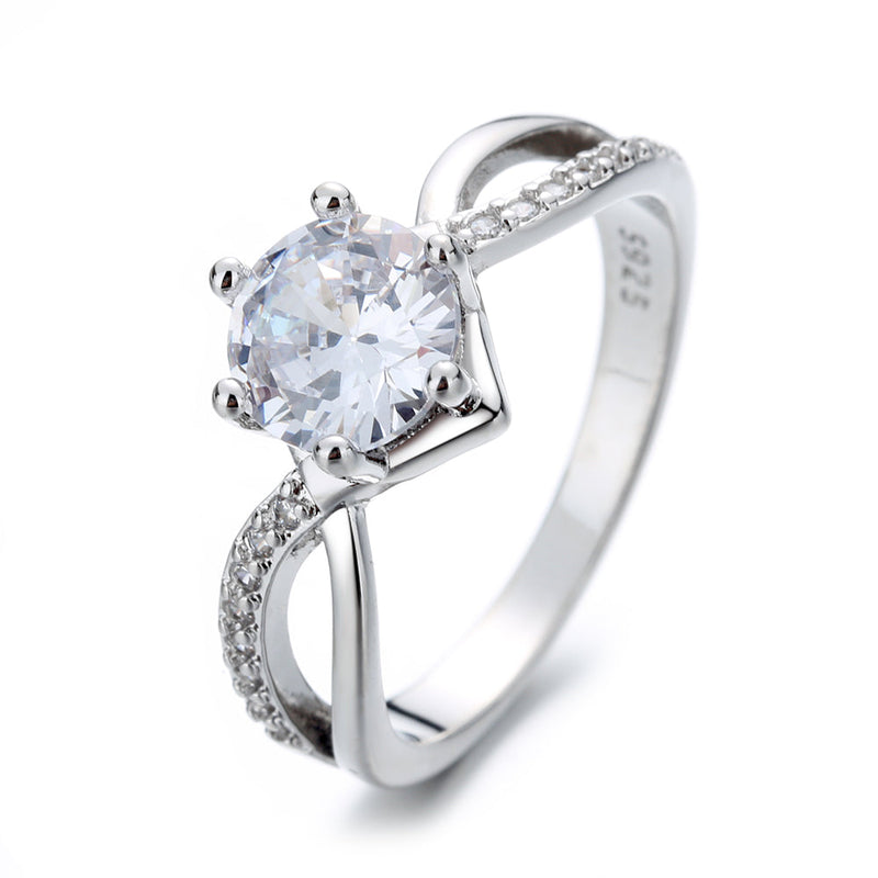 Sterling Silver Engagement Ring with crystals