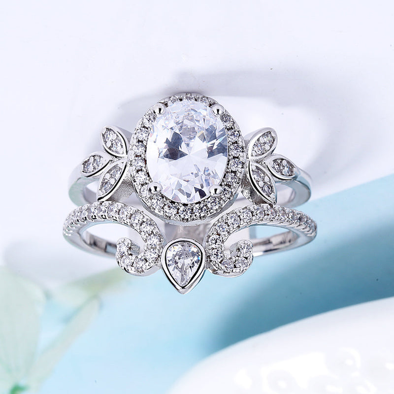 Sterling Silver Quaint Engagement Ring with crystals from Swarovski