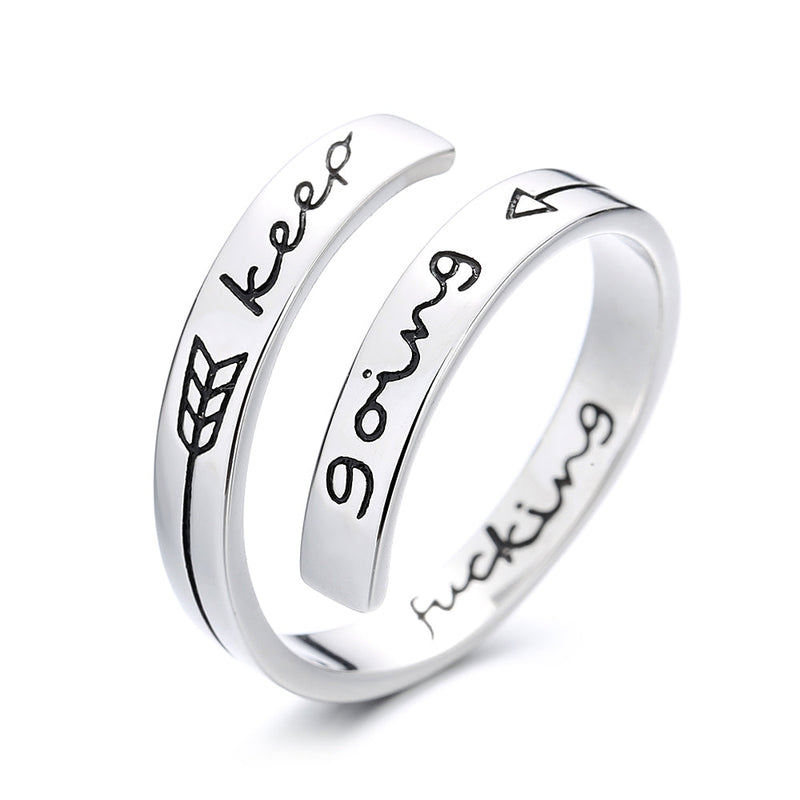 Sterling Silver Keep Going' Bypass Ring