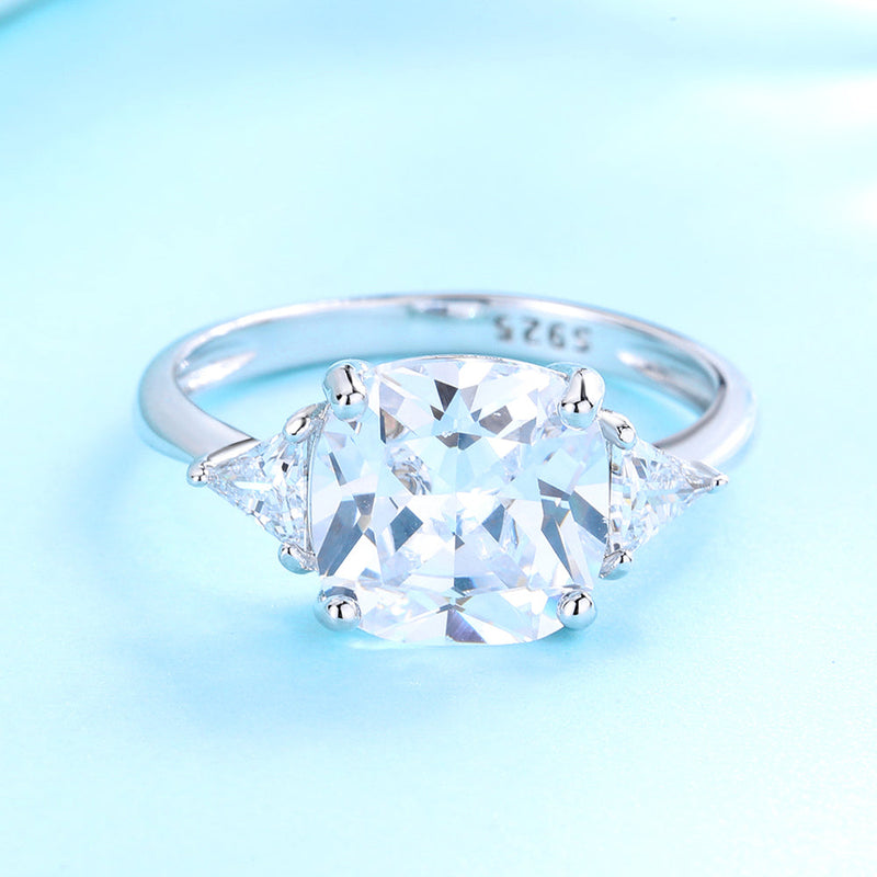 Sterling Silver Triple-Stone Ring With Crystals