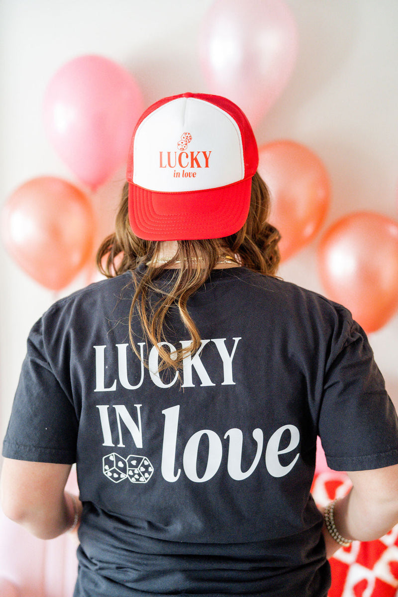 Lucky in Love - Red/White Trucker Hat