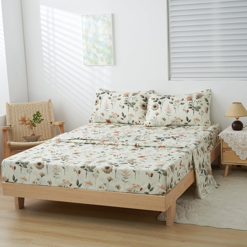 DaDalogy Enchanted Meadow Floral Microfiber Sheet Set