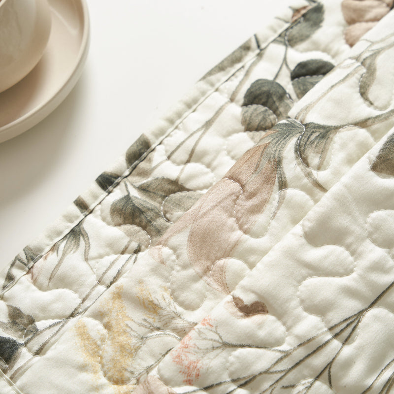 DaDalogy Enchanted Meadow Placemats - Set of 4, Floral Elegance in Beige, Rose, and Soft Green, Premium Soft Microfiber, Perfect for Any Meal, 13x19 Inches
