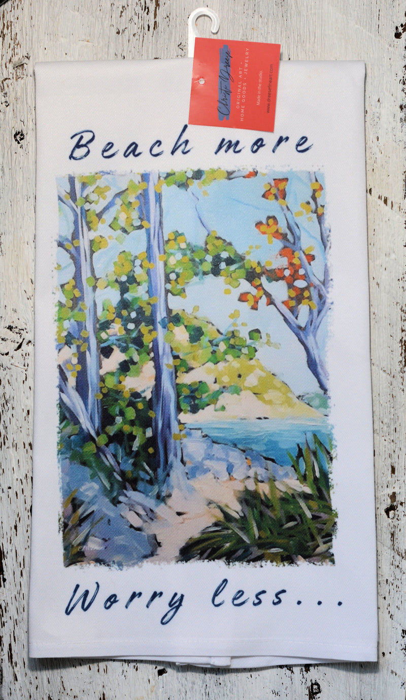 Dish Towel - "Beach More, Worry Less"