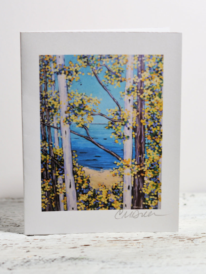 Notecard - Overlooking the Bluff, Birch Trees