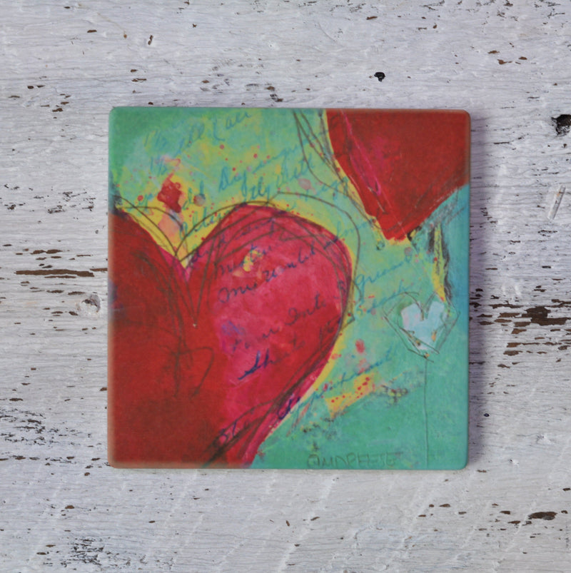 Coaster/ Trivet/ Magnet: Red Hearts.  Spread Love Series.  Valentines Day.