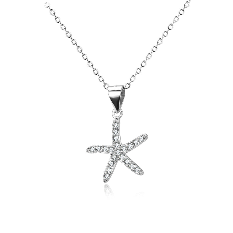 Preciosa Crystal & Sterling Silver Starfish Pendant Necklace