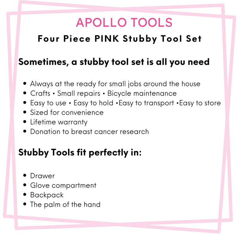 Four Piece Stubby Tool Set - Pink- DT0240P